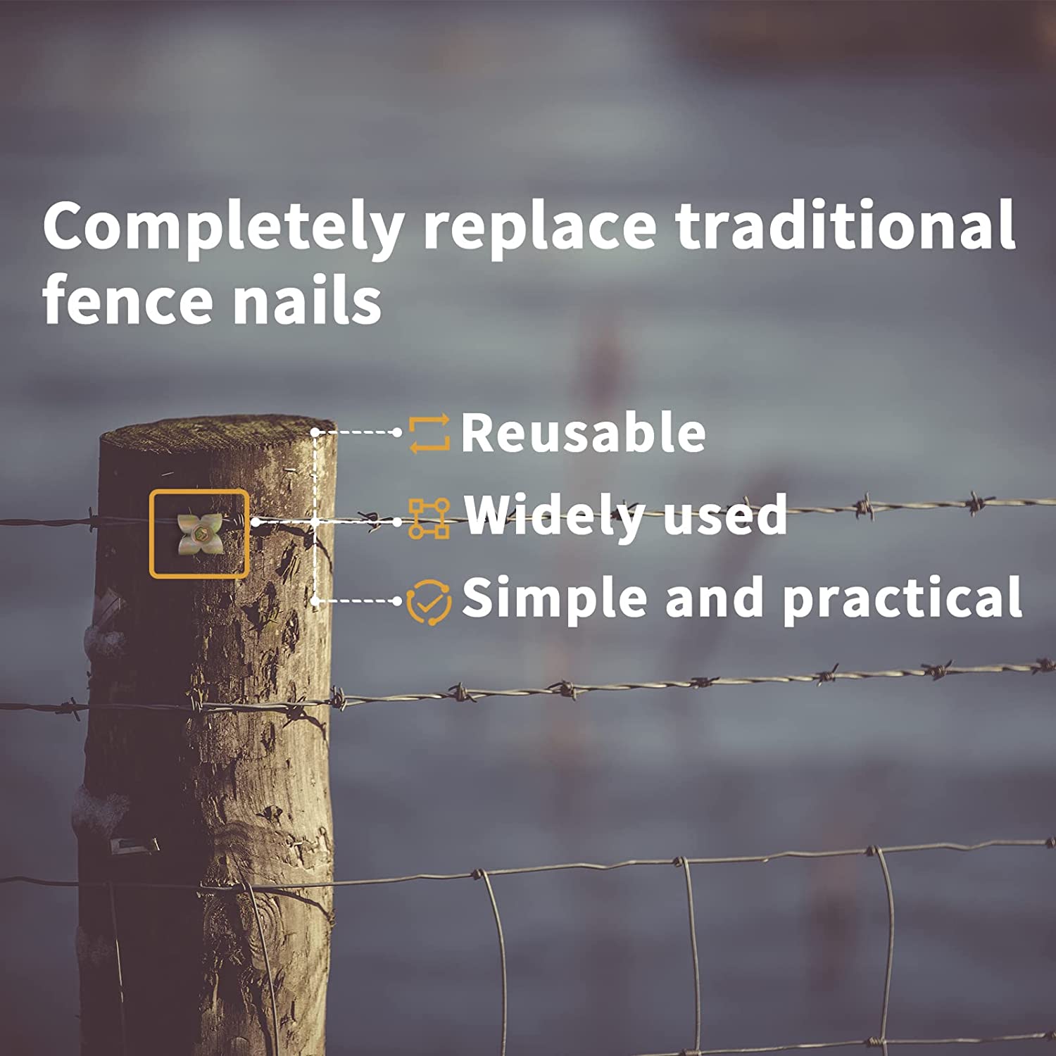 Fence Nails - 1.8 in Steel Wire Fencing Staple for Softwoods, Reuse Fence Staple Fasteners Nails with Wire Fixer, for Wire Mesh and Woven Fencing (1.8IN*90PCS) - Image 6